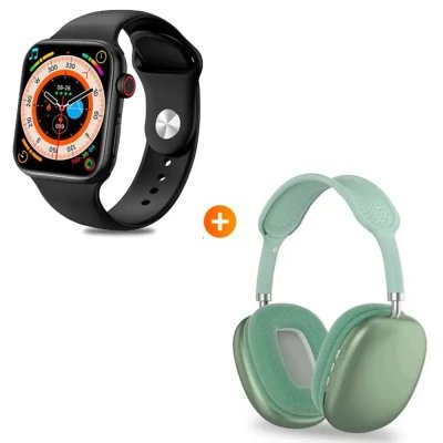 Set Auriculares P9 + Smartwatch Negro y Verde | M2TEC