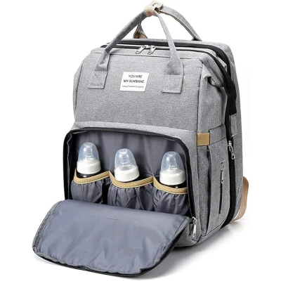 Mochila multifuncional dobrável para fraldas – berço portátil e muda-fraldas, estilo unissexo