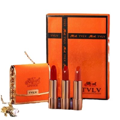 Set Pintalabios Velvet TVLV con Estuche Naranja Premium