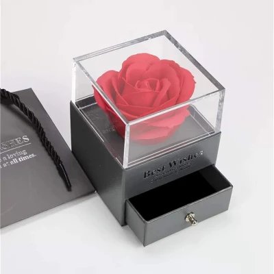 Rosa Eterna + Collar - Flor Preservada en Cúpula de CristalGifts
