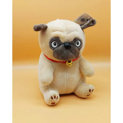 Peluche Perro Pug 20 cm con Collar y Cascabel - Mayorista