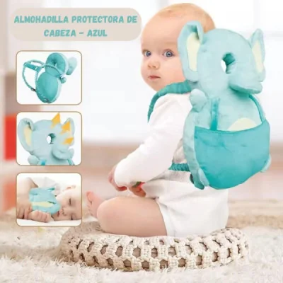 Protector de Cabeza Bebé Elefante Azul - Mayorista M2TEC