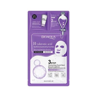 MASQUE VISAGE EN 3 ÉTAPES À L'ACIDE HYALURONIQUE ET AUX ACIDES AMINÉS (0,8 g + 0...
