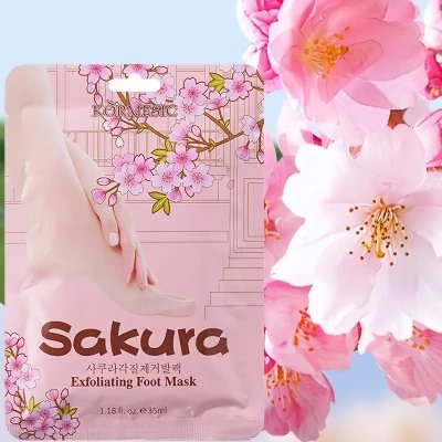 Masque exfoliant pour les pieds Sakura - Régénère votre peau en douceur...