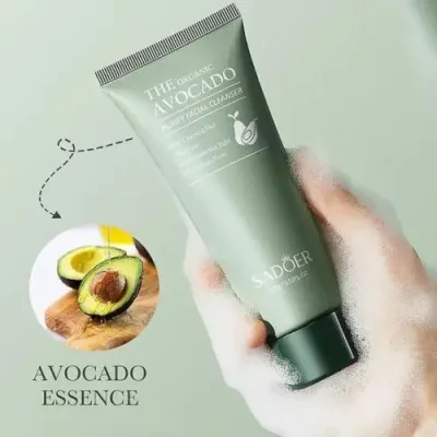 SADOER Limpiador Facial con Extracto de Aguacate 100g  Hidratación y Limpieza Profunda para una Piel Radiante