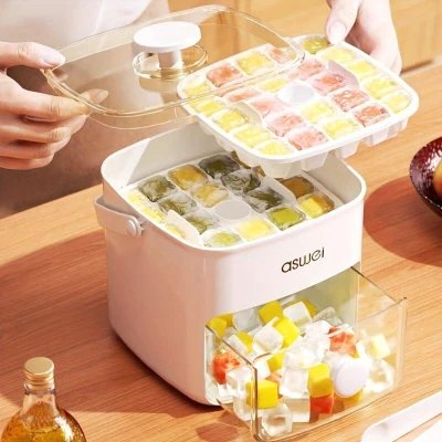 Machine à glaçons 2 en 1 avec bac et couvercle – pratique, moderne et 