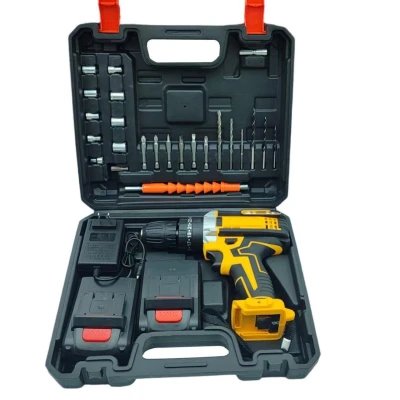 Electric Drill with 24-Piece Set, 2 Batteries and Charger