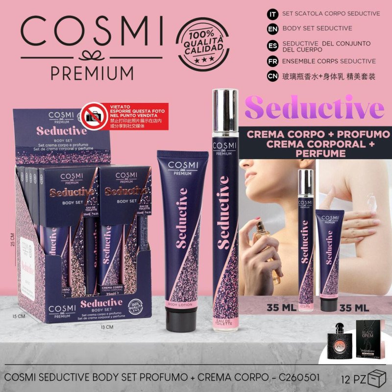 SET SEDUCTIVE 35+35ML COSMI  Cuidado corporal con aroma irresistible y toque de lujo