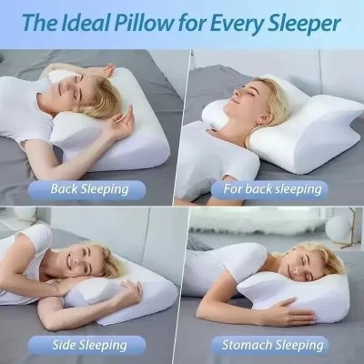 Almohada Cervical de espuma viscoelástica, ortopédica de contorno ergonómico 2 en 1 %category-name%