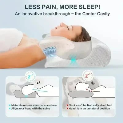 Almohada Cervical de espuma viscoelástica, ortopédica de contorno ergonómico 2 en 1 %category-name%