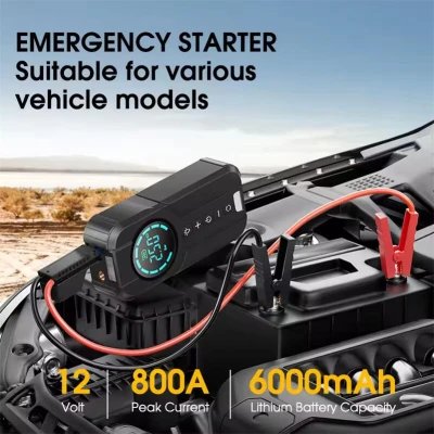Compressor de ar portátil multifuncional com tela LED e arranque de eme