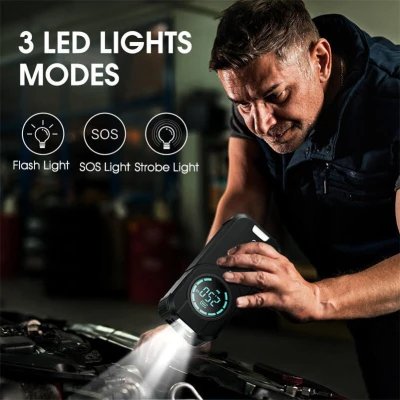 Compresor de aire portátil multiuso con pantalla LED y arranque de emergencia %category-name%