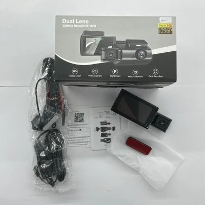 Dash Cam DVR dupla câmera 1296p para carro com tela LCD - Majorist