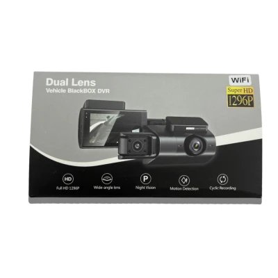 Dash Cam DVR dupla câmera 1296p para carro com tela LCD - Majorist