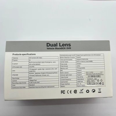 Dash Cam DVR dupla câmera 1296p para carro com tela LCD - Majorist