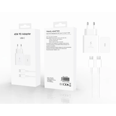 Chargeur USB-C, 45 W, Power Delivery, câble USB-C vers USB-C, 1 m par câble...