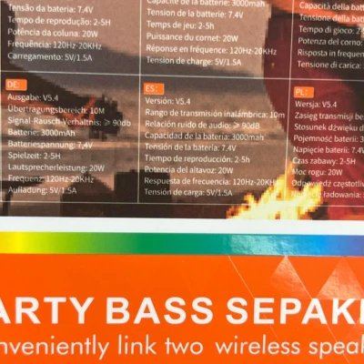 speaker laptop Wireless, bluetooth 5.4, IPX6 power 20W, TWS, 3000mah, 