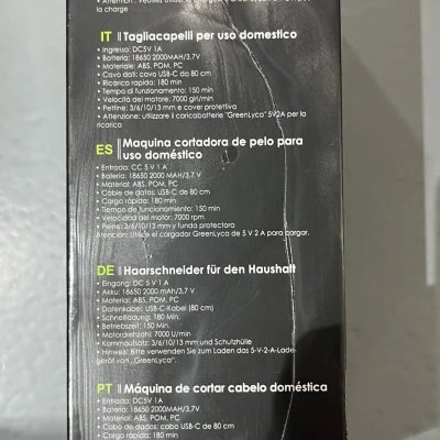 Máquina de cortar cabelo profissional Green Lyca com bateria 2000 mAh e motor 7000 rpm