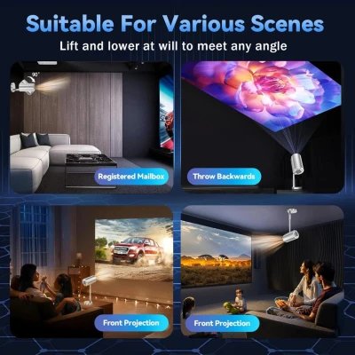 Smart Wireless WiFi + Bluetooth Projector with Adjustable Head...