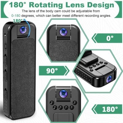 HKFUG mini camera body HD 1080P con Lente Giratoria de 180° %category-name%