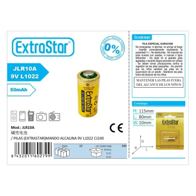 PILAS (EXTRASTAR)MANDO ALCALINA 9V L1022 CJ240 %category-name%