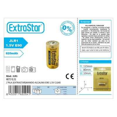 Pila Alcalina ExtraStar E90 LR1 1.5V 820mAh | Grossista B2B