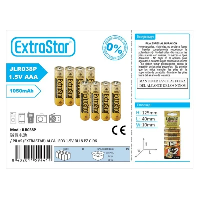 BATERIAS (EXTRASTAR) ALCA LR03 1,5V BLI 8 PZ CJ96 no atacado | Atacadista M2TEC