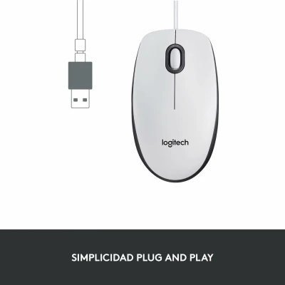 Mouse Logitech M100B White USB Optical 1000 dpi Ambidextro