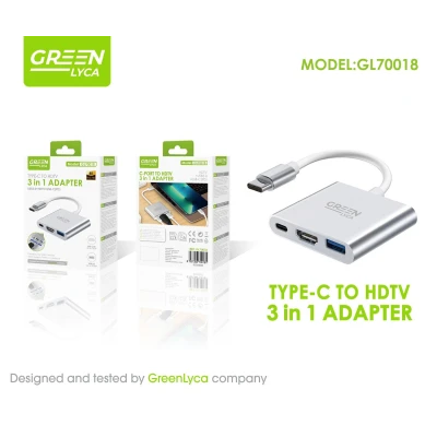 Adaptador 3 en 1 USB-C a HDMI 4K GreenLyca GL70018
