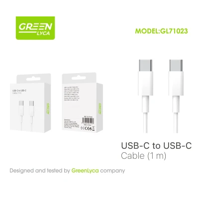 Cable USB-C a USB-C Green Lyca 1m GL71023 | Mayorista