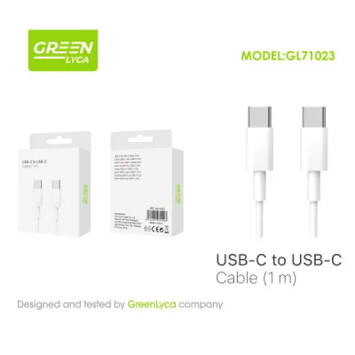 Cable USB-C a USB-C Green Lyca 1m GL71023 | Mayorista
