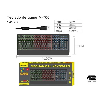 Teclado Mecánico Gaming M-700 AOAS USB - Mayorista M2TEC