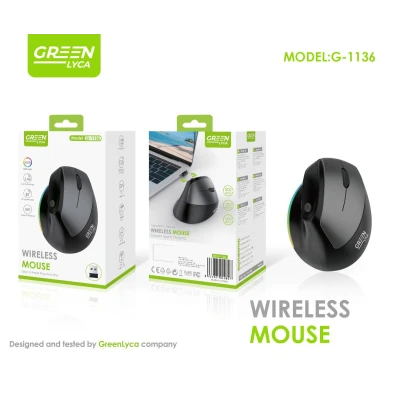 Souris verticale sans fil RGB double mode Green Lyca G-1136