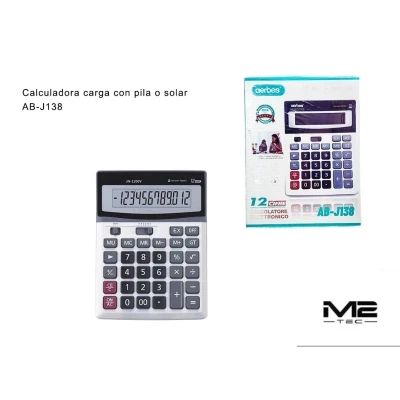 Calculadora Profesional 12 Dígitos AB-J138 | Solar y Pila