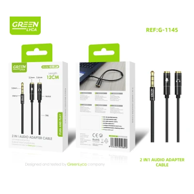 Adaptador Audio 2 en 1 Green Lyca G-1145 | Jack 3.5mm Metal