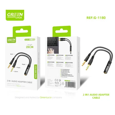 Adaptador Audio 2 en 1 GreenLyca G-1180 Jack 3.5mm 25cm