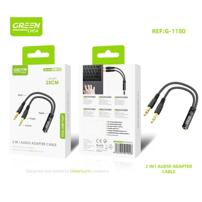 Adaptateur Audio 2 sur 1 GreenLyca G-1180 Jack 3.5mm 25cm