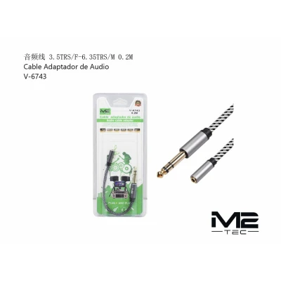 Adaptateur Audio 3.5mm H à 6.35mm M Tressé 0.2M V-6743
