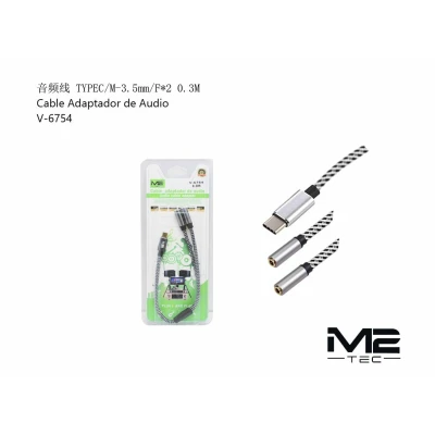 Adaptador Audio USB-C a Duplo Jack 3.5mm M2TEC V-6754