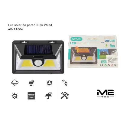Luz Solar de Pared IP65 28 LED AB-TA004 | M2TEC Grossista