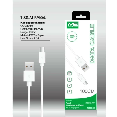 Cable USB-C M2TEC 100cm 2.1A Blanco | Ref. V-6130