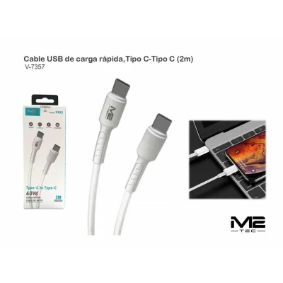 Cable USB-C a USB-C 2m 60W M2TEC V-7357 | Mayorista