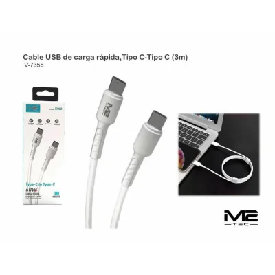 Cable USB-C a USB-C 3m 60W V-7358 | Carga y Datos M2-TEC