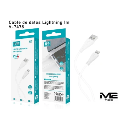 Cable Lightning 1m M2TEC V-7478 | Carga 2.1A y Datos