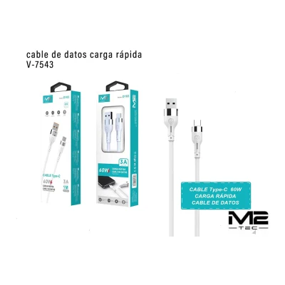 Cable USB-C 60W 3A Carga Rápida M2TEC V-7543 1M