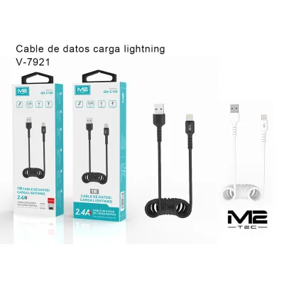 Cable Lightning M2TEC 1M 2.4A Espiral V-7921 Mayorista