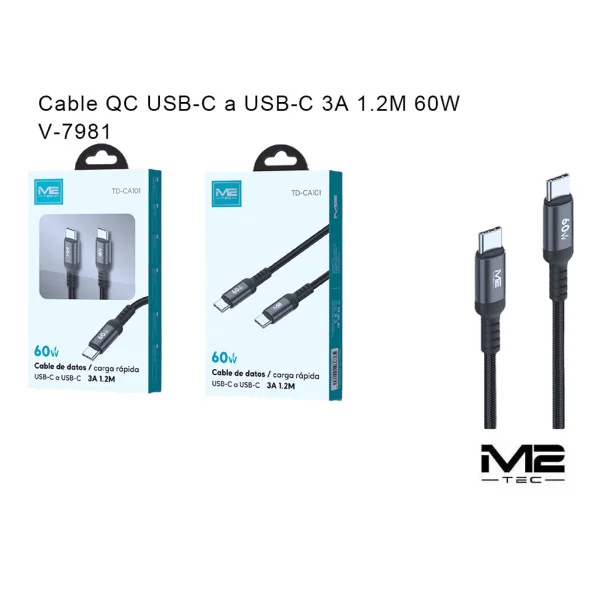 Cable USB-C, 60 W, 3 A