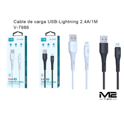 Cable USB a Lightning 2.4A 1M M2TEC V-7986