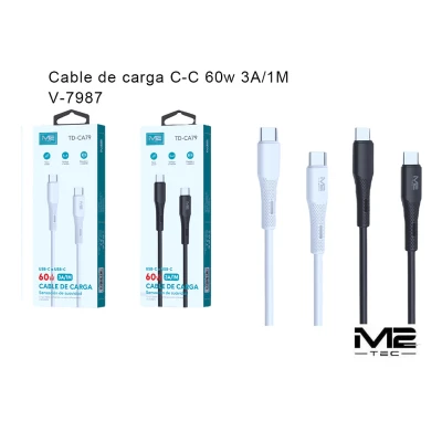 Cable USB-C a USB-C 60W 3A 1M M2TEC V-7987