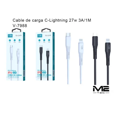 Cable USB-C a Lightning 27W 3A M2TEC V-7988 (1m)
